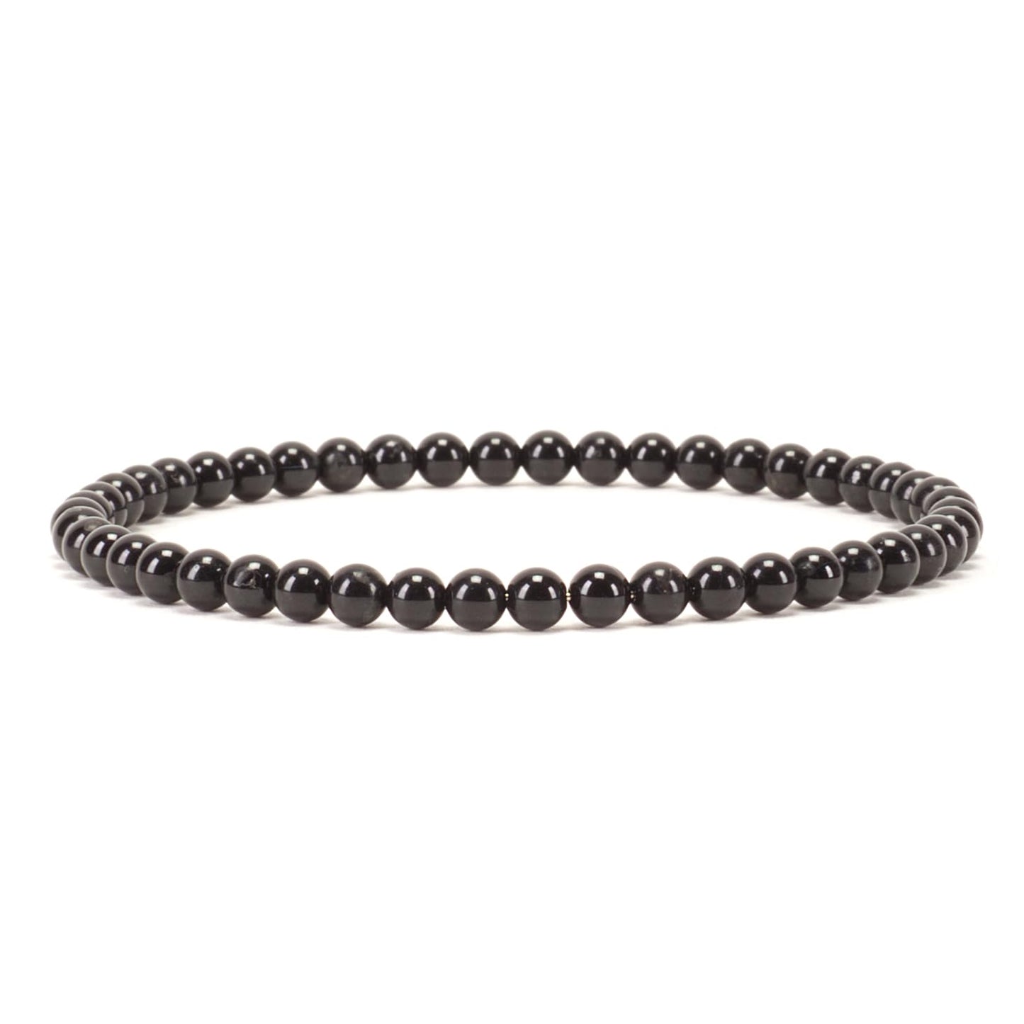 Cherry Tree Collection - Small, Medium, Large Sizes - Gemstone Beaded Bracelets For Women and Men - 4mm Round Beads (Black Obsidian, Medium)