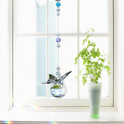 WEISIPU Crystal Hanging Decorations - Hanging Ornament Crystals Butterfly Suncatchers with Clear Crystal Ball for Home, Office, Garden Decoration, Window Decorations Hanging