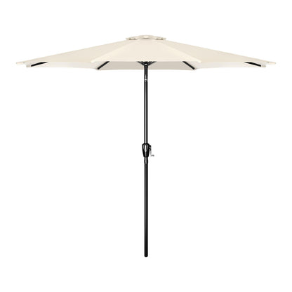 Simple Deluxe 9' Patio Umbrella Outdoor Table Market Yard Umbrella with Push Button Tilt/Crank, 8 Sturdy Ribs for Garden, Deck, Backyard, Pool, Beige
