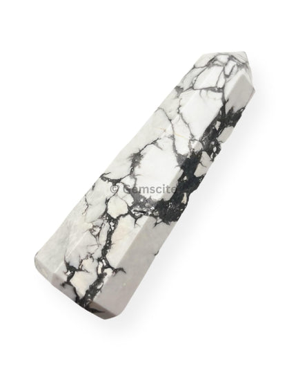 WholesaleGemShop 3 Inch Gemstones HOWLITE Obelisk Tower Jumbo Facet Aura Rock Crystal Natural Polished Earth Wand Spirit