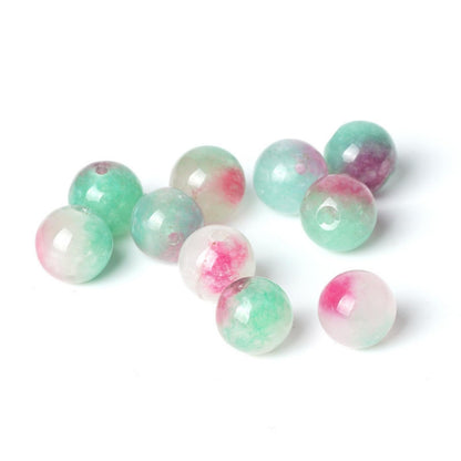 100Pcs Natural Stone 6mm Green Red Jasper Round Loose Gemstone Energy Healing Beads Hole Size 1mm DIY Smooth Beads for Bracelet Necklace Earrings Jewelry Making