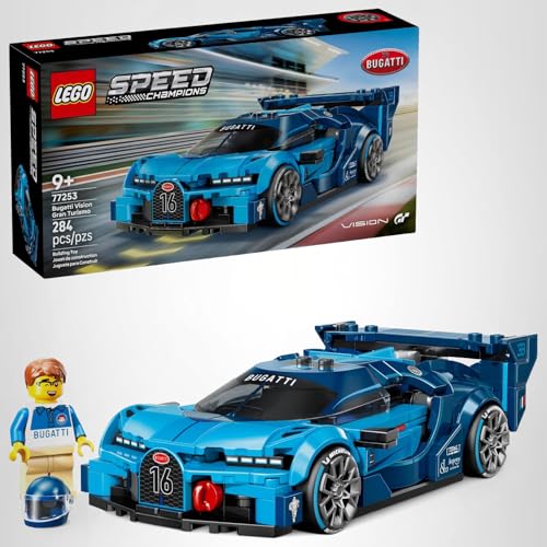 LEGO Speed Champions Bugatti Vision Gran Turismo Hyper Sports Car Building Toy for Kids & Gamers - Building Set W/Bugatti Driver Minifigure for Boys & Girls, Ages 9+ - Gift Idea for Birthdays - 77253