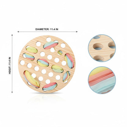 COTTOVE Wooden Lacing Toys Open Ended Busy Board with Play Silks Kid Weaving Board Handwork Preschool Loose Parts Montessori sensorial Materials 3-6 Years Montessori Practical Life
