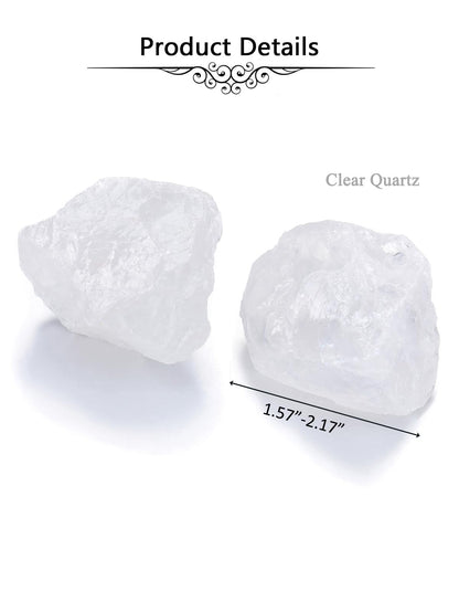 Jovivi 2pcs Raw Clear Quartz Rock Crystals,Large 1.6-2.2" Healing Crystals Natural Rough Stones Crystal for Tumbling, Cabbing, Home Decoration, Polishing, Wicca & Reiki