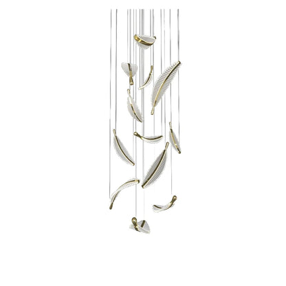 SXYH Rotating Staircase Chandelier attic Duplex Living Room Villa Hanging Long Chandelier Decoration,LED Chandelier Ceiling, 10 heads