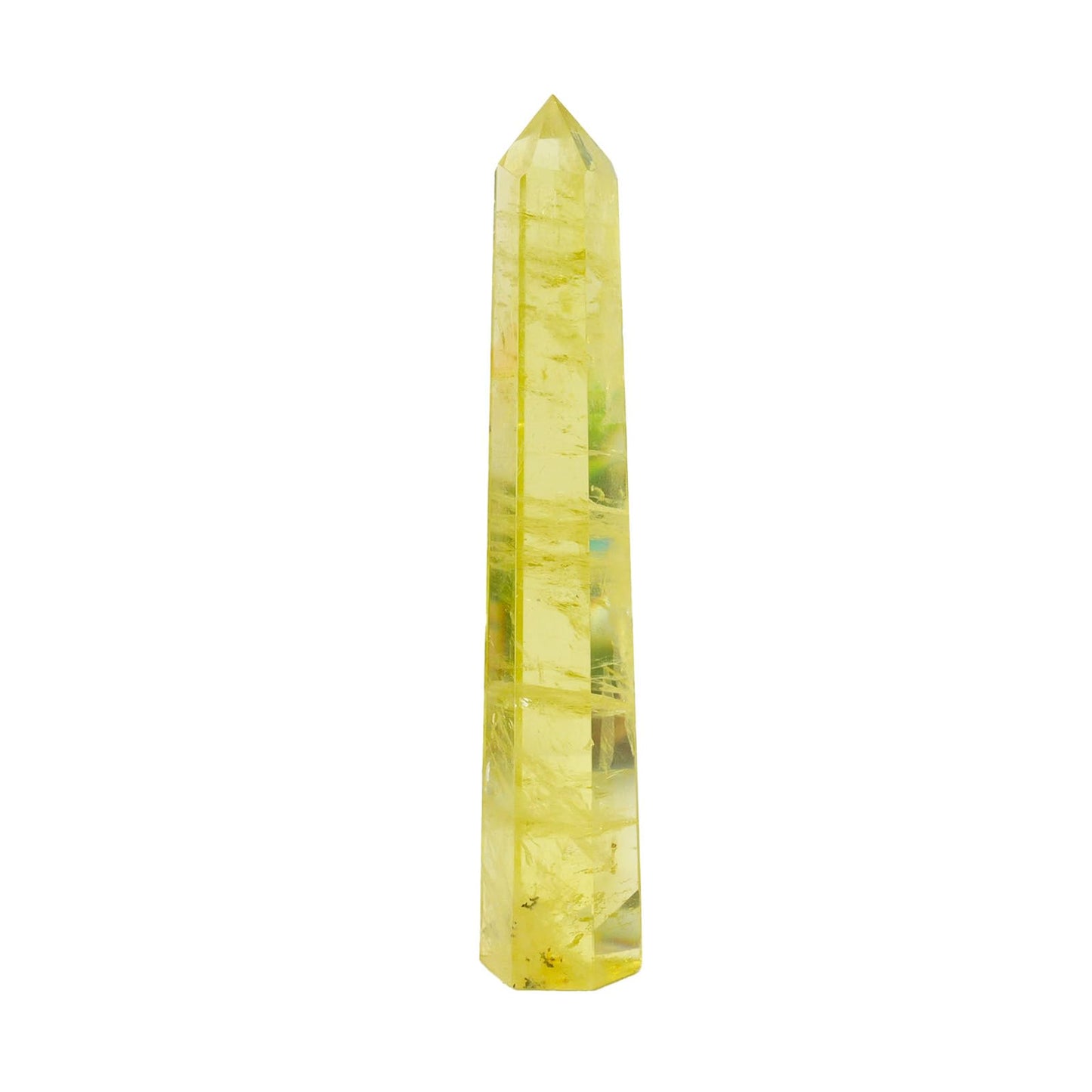 Apengshi 1PCS Natural Crystal Citrine Tower 5.9"-6.3" (15-16cm) 6 Faceted Single Point Prism Healing Crystal Wand for Meditation Reiki Chakra Therapy