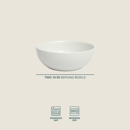 Gibson Home Extra Large Serving Bowls Set of 2-100 oz 10-Inch White Porcelain Salad Bowl Set, Stackable Ceramic Kitchen Bowls, Dishwasher & Microwave Safe