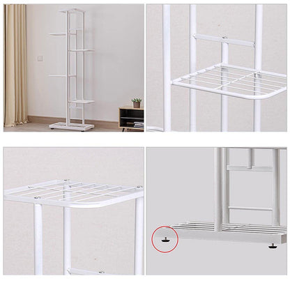 MTB Garden 6 Tier Metal Plant Stand for Indoor Outdoor Flower Pot Display Planter Shelf, White