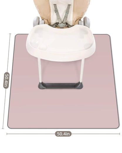 Blissful Diary Baby Splat Mat for Under High Chair, 50.4 x 50.4 Inch Wipeable Splash Mat, Waterproof and Washable, Anti-Slip Floor Protector, Blush Pink