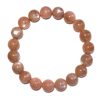 OwizJade 10MM Sunstone Bracelets for Women Men | Natural Orange Moonstone Gemstones for Spiritual Ceremony & Ritual | Bring Wealth | Stretch Jewelry Stone of Romance Passion Drive Confidence