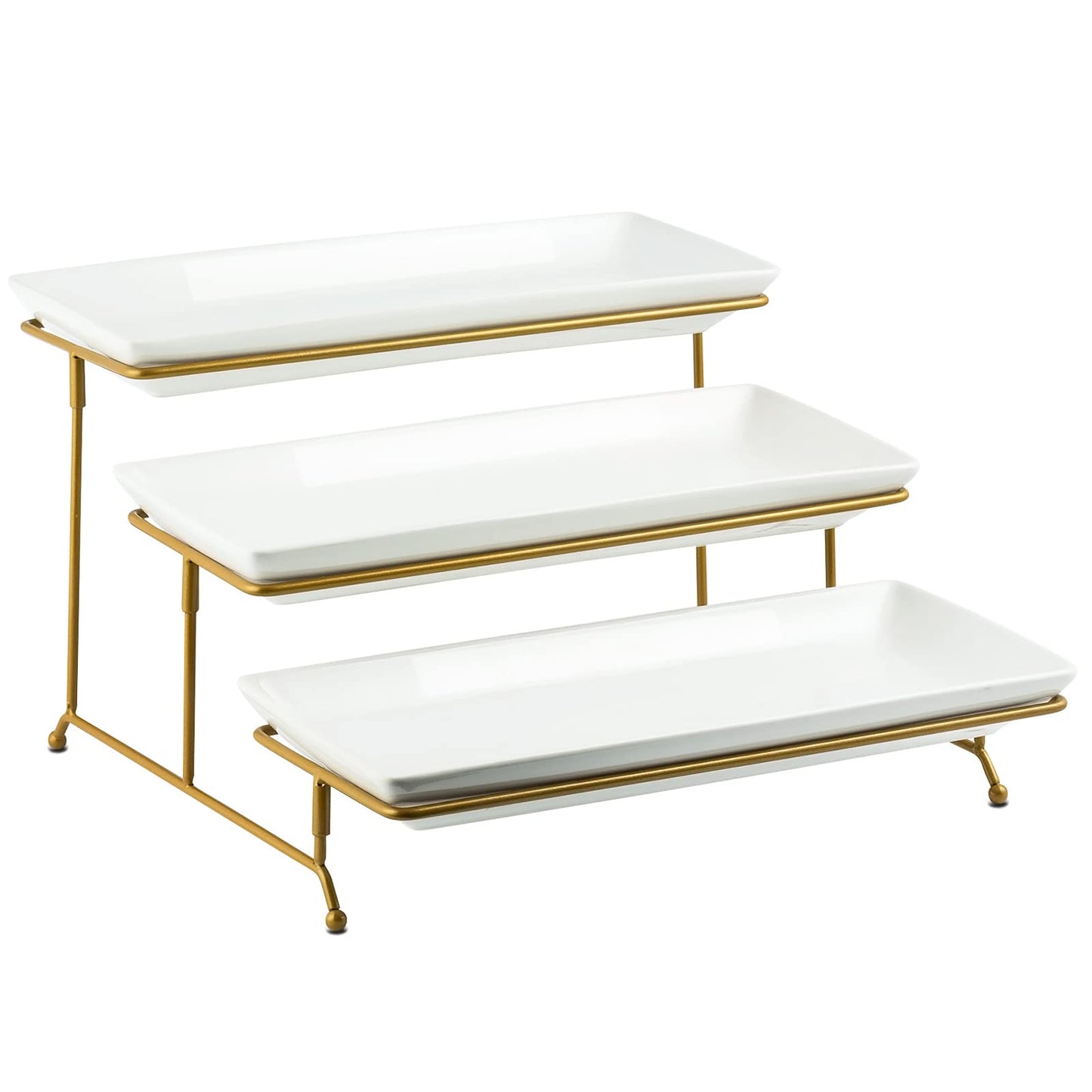 YHOSSEUN 3 Tier Serving Tray for Party, Tiered Serving Platters and Trays, 14 Inch Tiered Tray Stand, Dessert Stand, Serving Stand, Dessert Table Display Set with Collapsible Sturdier Metal Rack