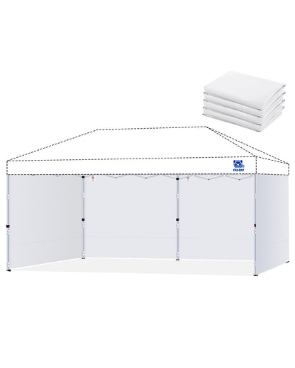 Fanpat 10x20ft Canopy Sidewalls fit 10x20ft Pop Up Tent, Waterproof 99% UV Protection Privacy Enclosure for Outdoor Events and Party, White (4Pcs Sidewalls Only, Frame and Top Not Included)