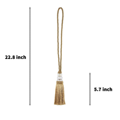 HedongHexi Curtain Tiebacks with Tassel, Outdoor Elegant Decorative Curtain Holdback,Modern Rope Window Curtain Ties Backs for Draperies 2 Pack (2, Gold)