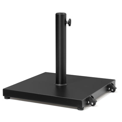 VredHom Patio Umbrella Base 43lbs Outdoor Umbrella Stand with Wheels, Heavy Duty Square Concrete Stand Market Umbrella, Black