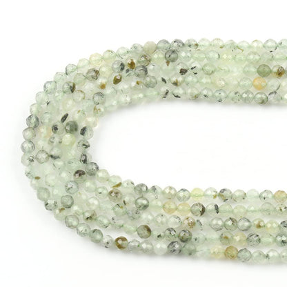 Song Xi 120pcs 3mm Natural Prehnite Gemstone Beads Faceted Round Loose Stone Beads for Jewelry Making