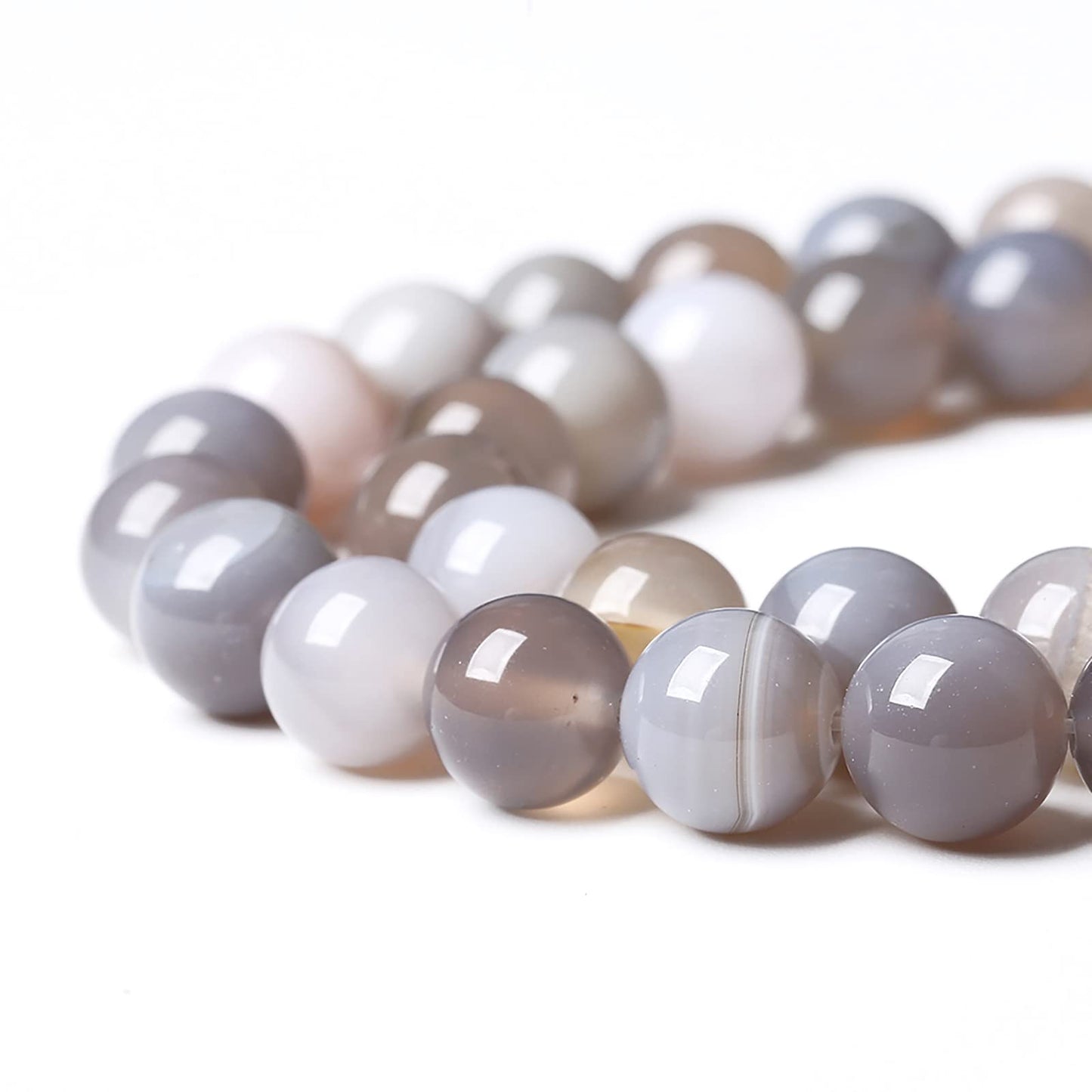 36pcs 10mm Natural Gray Striped Agate Beads for Jewelry Making Round Loose Beads DIY Bracelets Necklaces Energy Healing Stone Beads 15" (10mm, Gray Striped Agate)