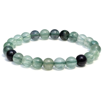 ANAYA AGATE Rainbow Fluorite Bracelet, Healing Crystal Bracelet for Women and Men, 8mm Round Beaded Bracelet for Spiritual Healing, Protection, Positive Energy, Elastic Adjustable Size Gemstone Bead Bracelet