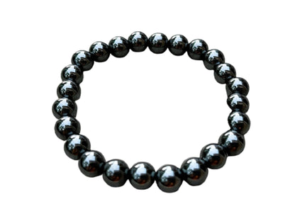 GAF TREASURES Hematite Crystal Bead Bracelet 8mm, Genuine Hematite Stretch Gemstone Bracelet, Healing Crystal Bracelet, Gift for Men & Women (1)