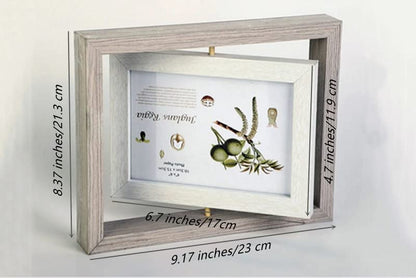 JOSON Rotating Photo Frame, Antique Rotating DIY Desktop Floating Photo Frame (4x6) (grey)