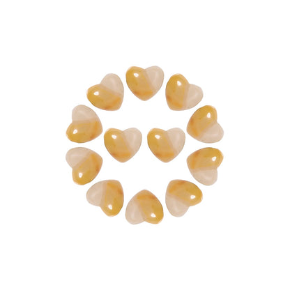 Yochus 5pcs Yellow Jade Natural Heart Stone Beads，12mm Healing Energy Gemstone for Jewelry Making Earring Necklace DIY