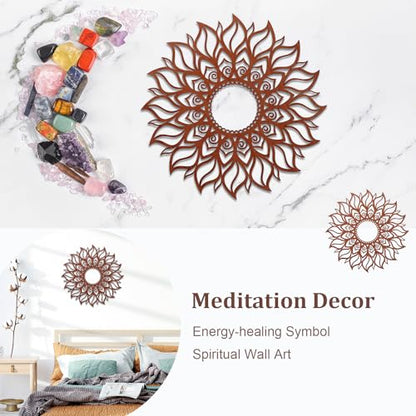 ADDMES 11.8 Inch Sun Wall Art Decor, Wooden Sun Wall Hanging Sculpture, Hollowed-out Mandala Hanging Sign for Indoor Outdoor Home Garden
