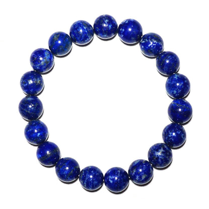 10mm Lapis Lazuli Bracelet | Natural Royal Blue Throat & Third Eye Chakra Crystal Gemstone Beads - Handmade Meditation Protection Jewelry | Beading Tool Kit - Fits for 7-8" Large Wrist