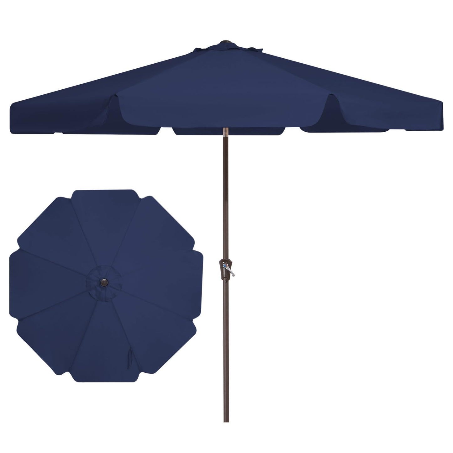 JEAREY 9 FT Patio Umbrella Outdoor, Table Umbrellas Market Umbrella w/Push Button Tilt/Crank, 8 Sturdy Ribs(Navy Blue)