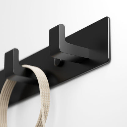 GWAAZXGZ Black Coat Rack Wall Mount - 12.5 inch Modern Metal Hook Rail with 4 Right-Angle Hooks, Drill-Mounted Organizer for Coats, Hats, Bags in Entryway, Bathroom, Bedroom (1 Pack)