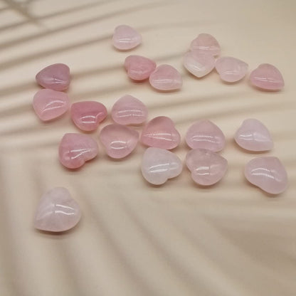 XMHOME Rose Quartz Heart Shaped Crystals 1"(25mm) 20 Pcs Chakra Natural Gemstones Worry Stones Bulk for Anxiety Jewelry Making Home Decor