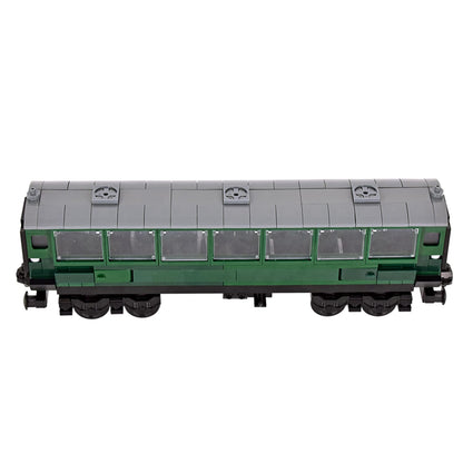 MXIZYDAOY Train Building Block Carriage Kit, Green Passenger Coach Model, Plastic Railway Car with Architecture Theme, Compatible Building Set for Kids 6+