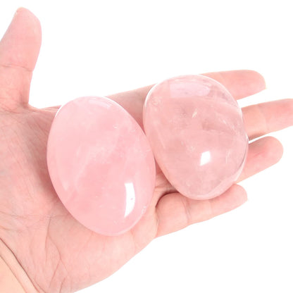 Orientrea Rose Quartz Palm Stone-2 Pcs Rose Quartz Pocket Energy Stone, Smooth Healing Crystal Worry Stone