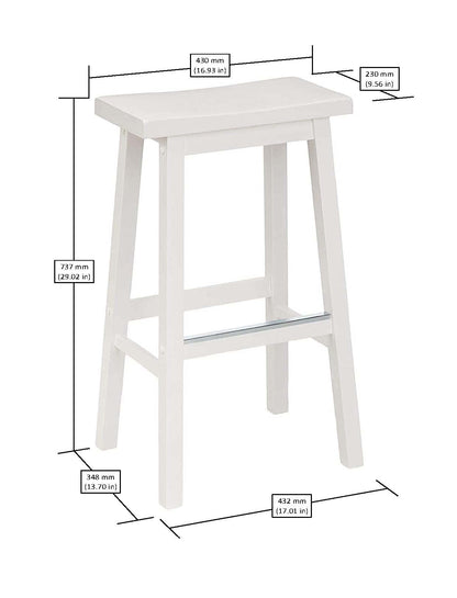 Amazon Basics Solid Wood Saddle-Seat Counter Height Bar Stools for Kitchen Island and Home Bar with Footrest, 29-Inch Height, White, Set of 2