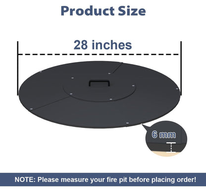 Ardier 32" Round Fire Pit Lid Fits for Bonfire Pits up to 30", Metal Cover with Handle, All-Weather Resistance Outdoor Firepit Accessory, Smokeless Fire Pit Cover for Fire Tables