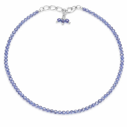 Gempires Handmade Tanzanite Gemstone Beaded Bracelet for Women | 2.4–2.5 mm Faceted Natural Stone | Adjustable 7+1 Inch Silver Plated Chain | Dainty Minimalist Stacking Jewelry | December Birthstone Gift