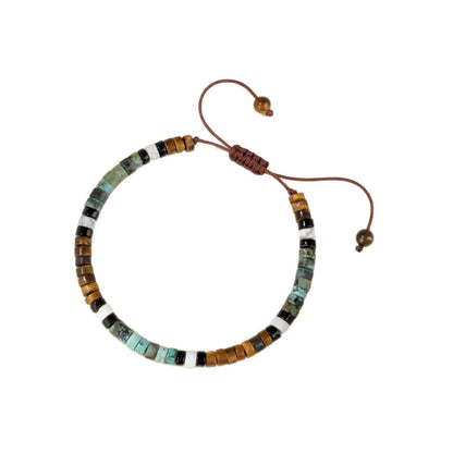 ColoGlaBy Energy Bracelet for Men Women, Handmade Natural Tiger Eye, Turquoise & White Howlite Stone Beaded Bracelet, Adjustable Healing Crystal Beaded Stretch Bracelet, Spiritual Gift