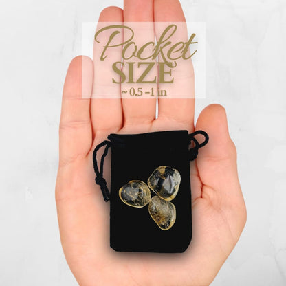 ZATNY Natural Tumbled Citrine Crystal Stones - 3 Pieces 0.5''-1'' Gemstone for Healing, Anxiety, Wealth, Money, Abundance, Success, Prosperity - Chakra - Reiki - Citrine Crystal Stone - Tumbled Stones