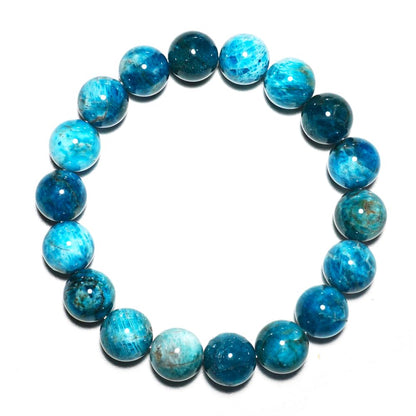 TaHLga 12MM Blue Apatite Crystal Bracelet for Women Men | Natural Throat Chakra Stone | Weight Management & Manifestation | Fits for 7-7.5" Medium Wrist Size
