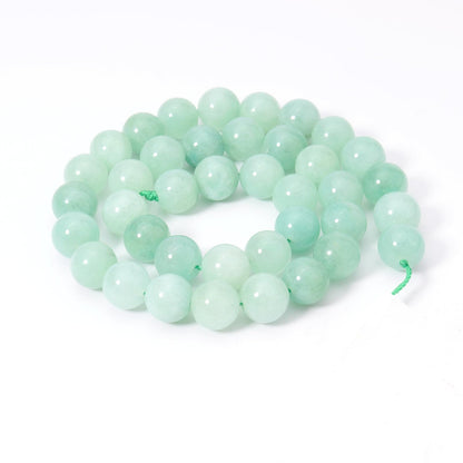 Siomia 45pcs 8mm Natural Green Burmese Jade Gemstone Beads Energy Healing Crystal Round Loose Stone Beads for Jewelry Making, DIY Bracelets Necklaces
