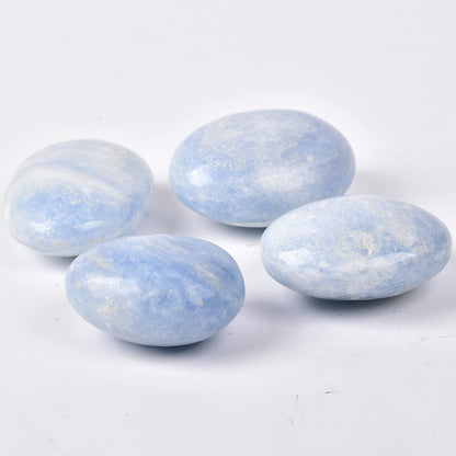 JIC Gem 2 Pcs Blue Celestite Palm Stones Pocket Worry Stones Polished Crystal Healing Irregular Gemstone Chakra Reiki 2 Inch