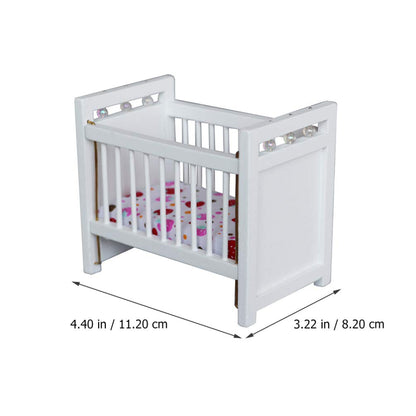 1:12 Scale Dollhouse Mini Crib: Wooden Baby Doll Crib for Dollhouse - Adorable Doll House Accessories and Furniture - Mini Baby Bed Cradle for Miniature Furniture 1 12 Scale 4.40 * 3.93 inches