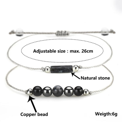 Handmade Chakra Crystal Beaded Bracelet with Wish Card Adjustable Amethyst Tiger Eye Spiritual Anxiety Relief Stone Beaded Braide Bracelet for Women Yoga Meditation Relax Anxiety Jewelry-Empath