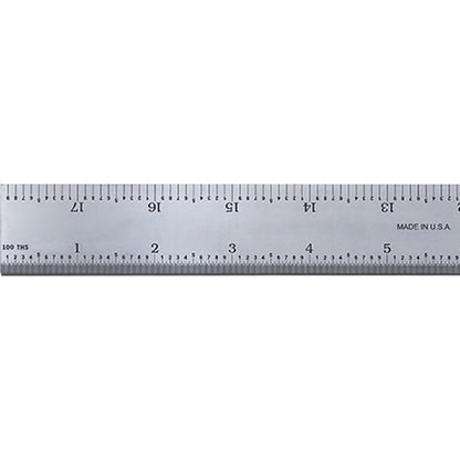 PEC Tools 6"/150mm Rigid Metal Ruler, Satin Chrome Carbon Steel Machinist Rule, Decimal & Metric Graduation (1/10", 1/100", 0.5mm, 1mm), Fully Hardened and Tempered, Made in USA