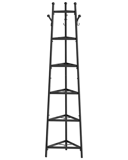 CHOEZON Pot Racks, 6-Tier Cookware Stand, Triangle Shelf Storage Tower for Kitchen, Pans Pots Storage Rack, Metal Wire Shelf Organizer, Corner Shelf, for Kitchen, Living Room, Black TPR15BB