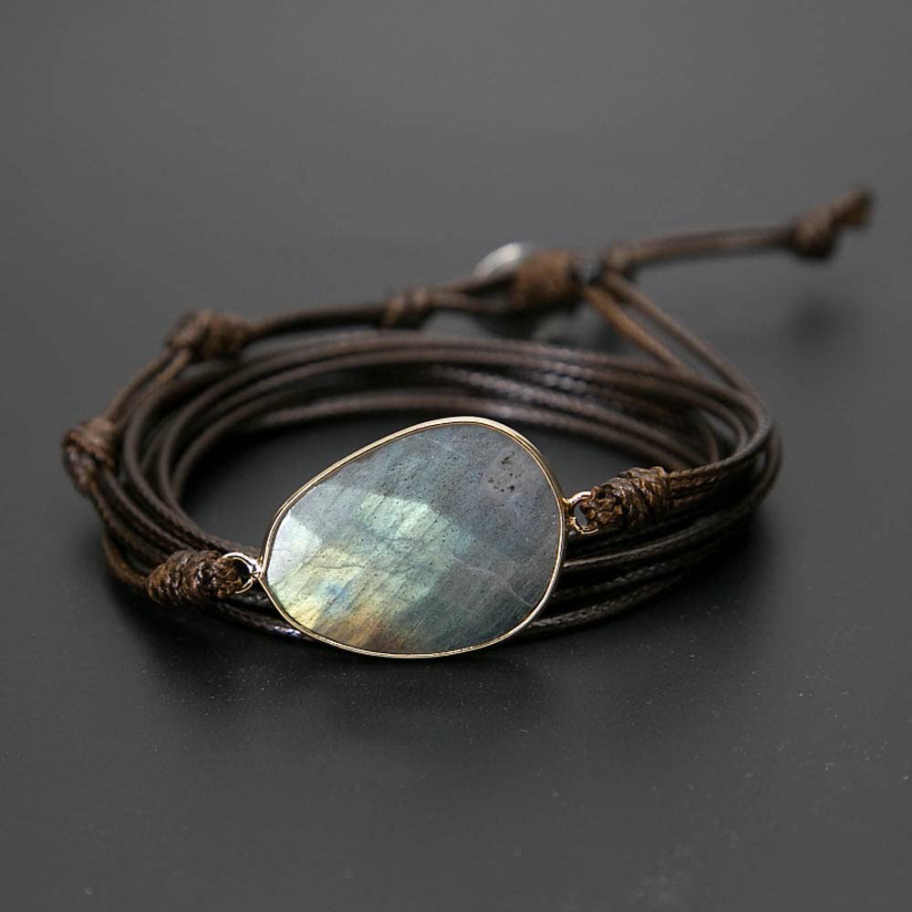ZOSOJONA Women Wrap Bracelet Boho Natural Jasper Crystal Stone Beads Strand Bracelets