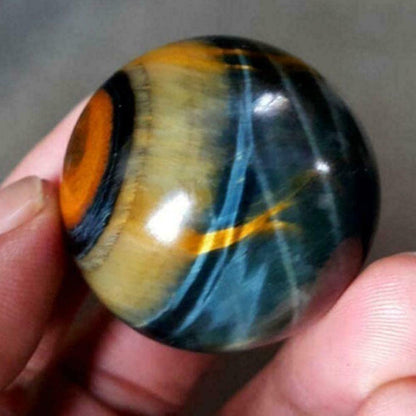 TEAMWILL 2pcs Natural Blue Tiger's Eye Jasper Quartz Sphere Crystal Ball Healing Rock Gifts