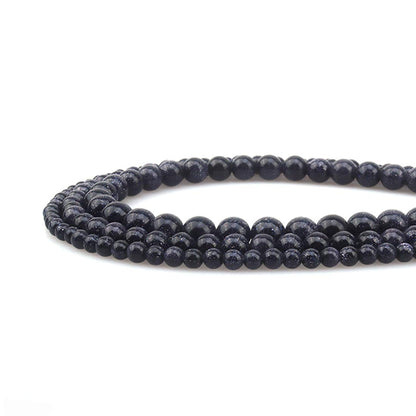 ICAI Beads 8mm Natural Blue Sand Goldstone Round Loose Stone Beads for Jewelry Making DIY Crafts Design 1 Strand 15" APPR.43-45pcs