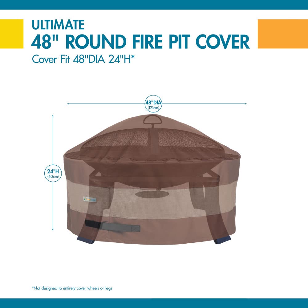 DUCKCOVERS UFPR5024 Ultimate Waterproof Round Fire Pit Cover, 48"DIA x 24"H, Mocha Cappuccino, Patio Furniture Covers