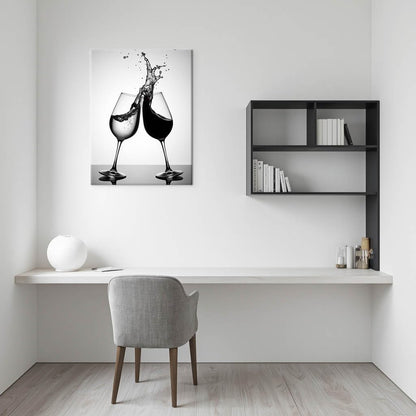 Novup Black And White Wine Splash Wall Art Canvas Print Decor Pictures Painting Modern Abstract Photography 18X24Inch
