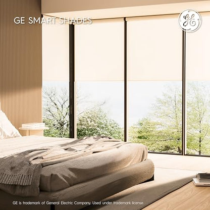 GE Smart Shades, Rechargeable Battery Roller Shade with Remote Control, Translucent White Fabric, White Hardware, 24-in Wide, 1 Count