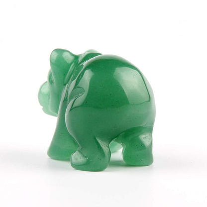 Natural Beads Semi Stone Carved Bear Green Aventurine Statue Chakra Healing Reiki Crafts (Green Aventurine)